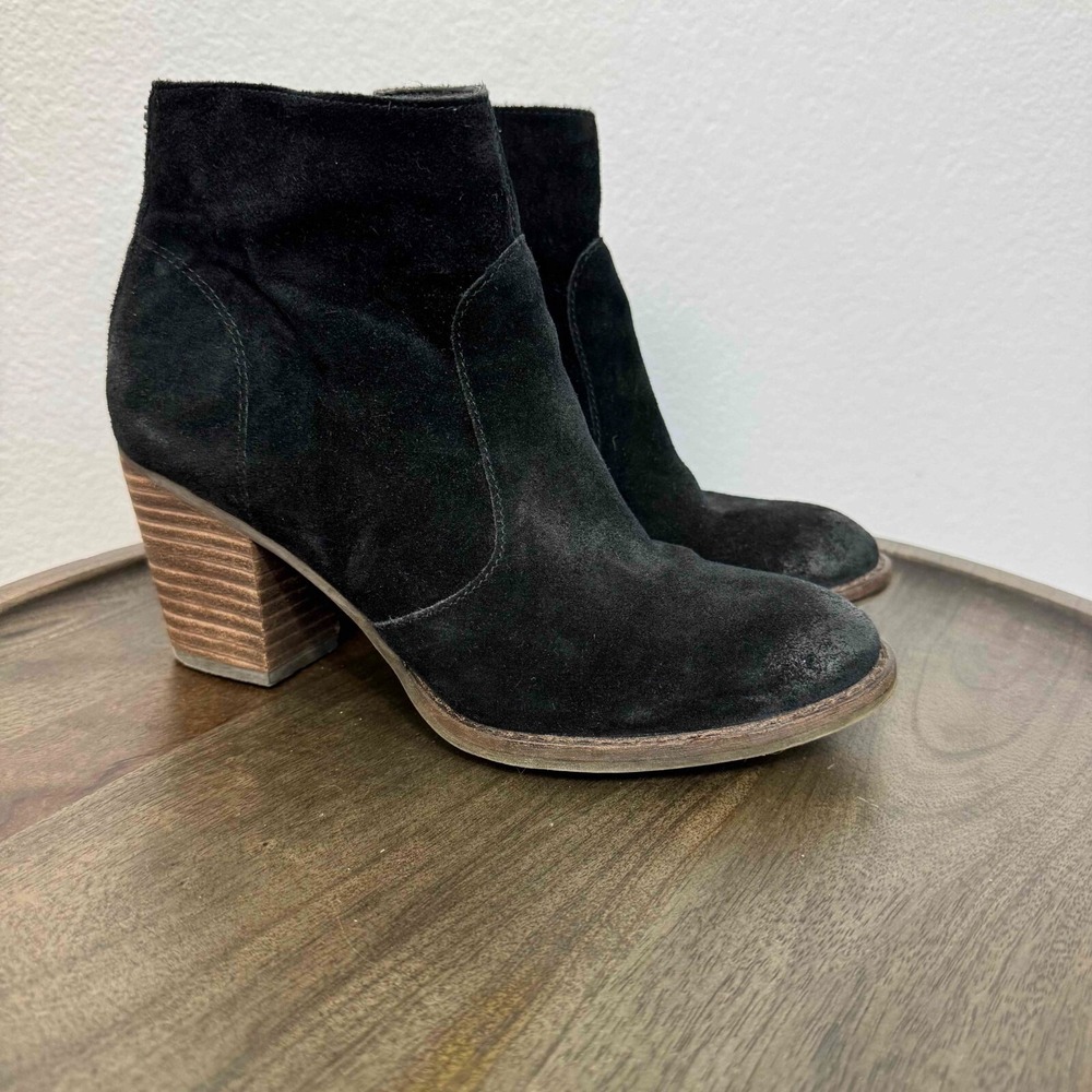 Sam Edelman Women's Ankle Boots Suede Leather Side Zipper Classic Black Size 7M